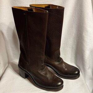 Frye Dark Brown Leather Heeled Boots